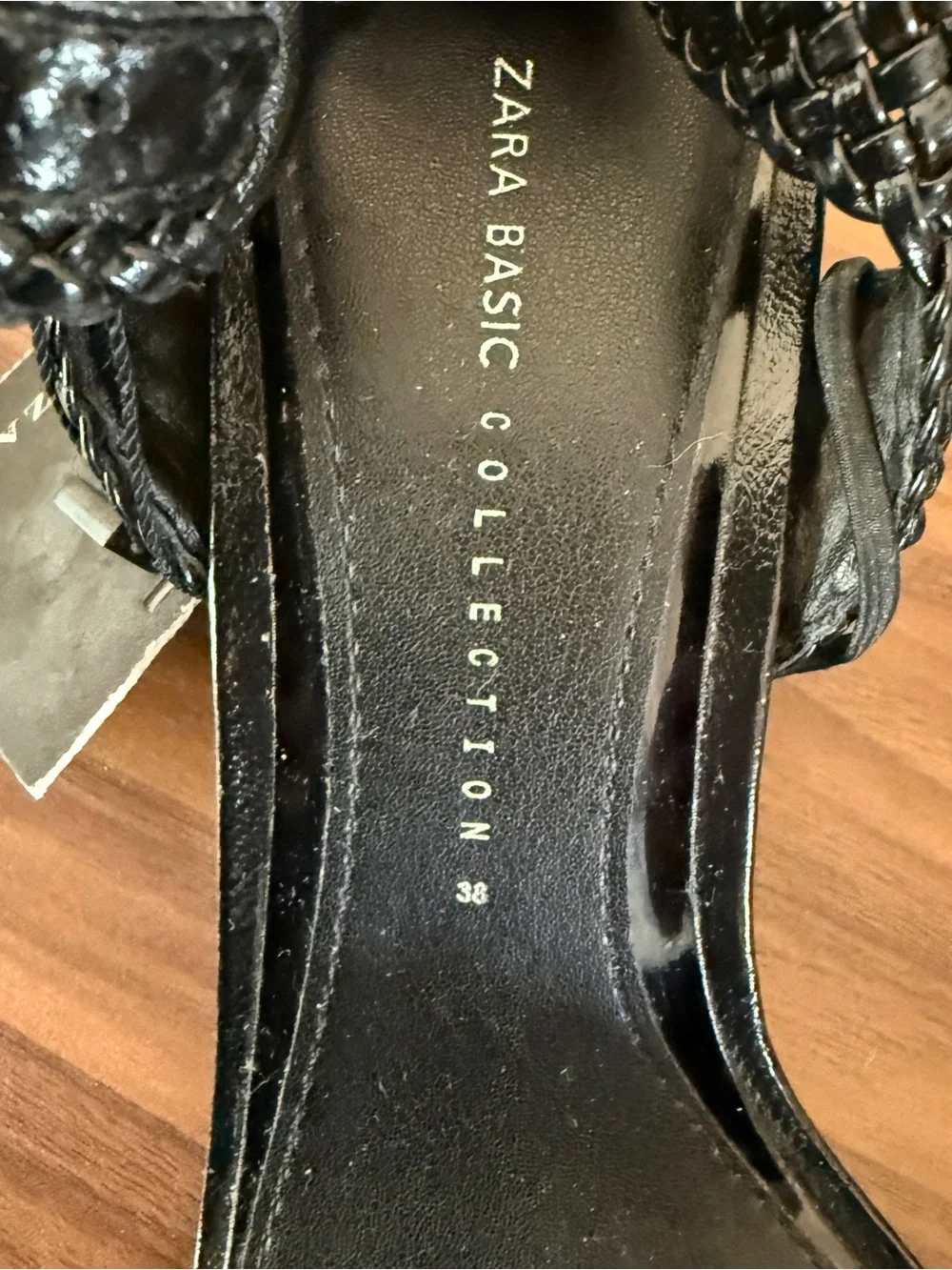 Zara Black Braided-Strap Heeled Sandals